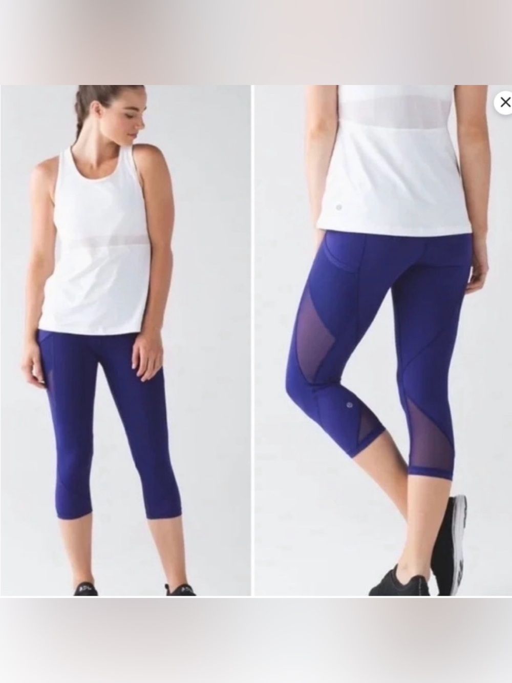 lululemon athletica Purple Cropped Mesh-Panel Leggings